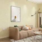 40-Piece Box of Stylish Linen Texture PE Foam Wall Stickers in Beige – Easy, Durable Decor Solution